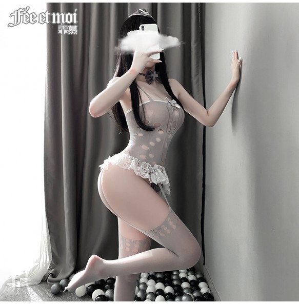 FEE ET MOI Sexy Lace Nurse Body Stocking (Grey)